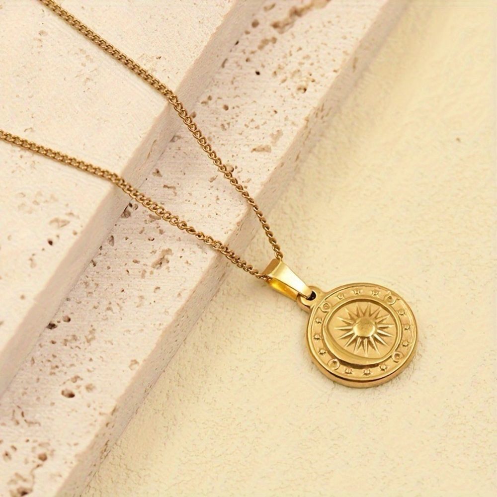 Anthropologie Gold Sunburst Pendant Necklace